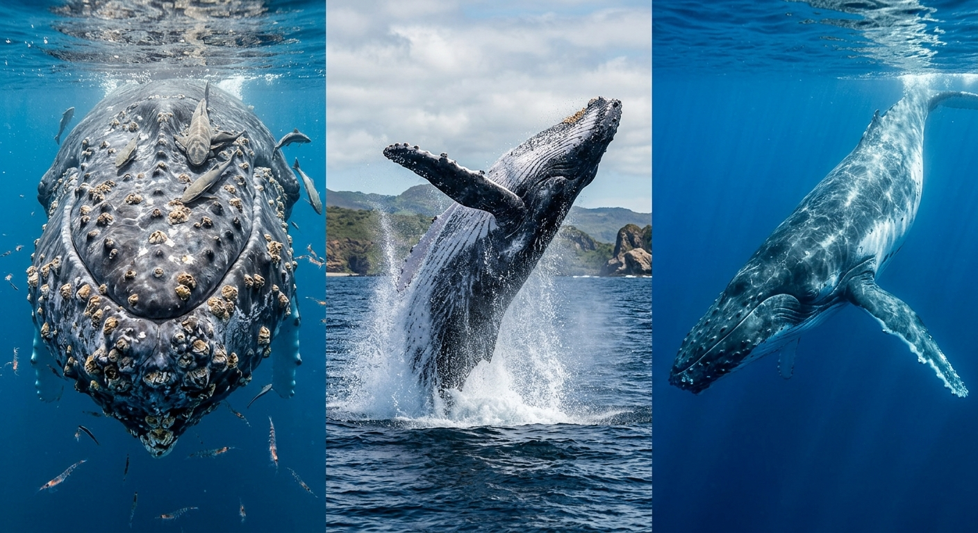 Whale whatching in Ecuador - humpback whale breaching